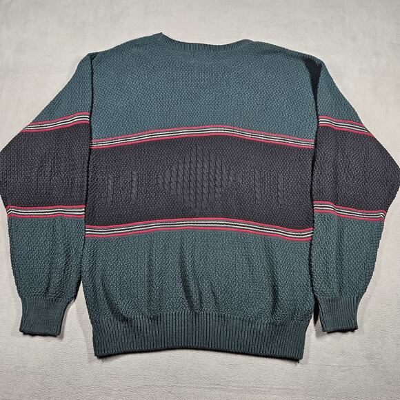 Vtg Jantzen Sweater Mens Large Green Black Colorblock Pullover Holiday USA - Picture 11 of 15